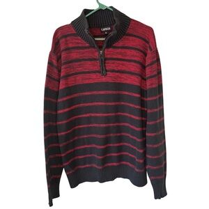 3/$20 Carbon Men's Red and Black 1/4 Zip Sweater